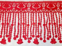 GIPIURA CZERWONA 30CM, FRĘDZLE RENIFERY, DZWONKI