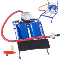 Pompka nożna samochodowa dwa tłoki rower końcówki