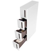 Szafka na kółkach biała wąska mobilna 4 szuflady łazienkowa