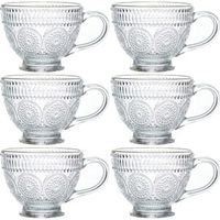 6x FILIŻANKA SZKLANA DO KAWY SZKLANKI KUBKI SZKLANE 370ml FILIŻANKI RETRO