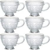 6x FILIŻANKA SZKLANA DO KAWY SZKLANKI KUBKI SZKLANE 370ml FILIŻANKI RETRO