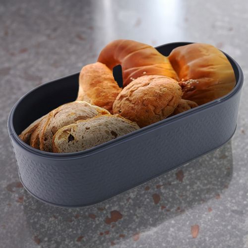 Chlebak pojemnik na pieczywo na chleb bułki stalowy deska bambusowa szary na Arena.pl