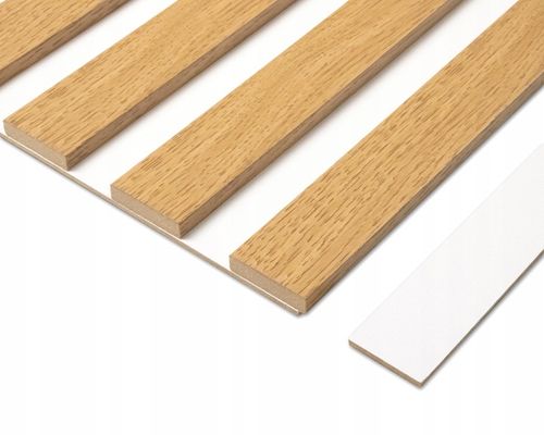 Lamele na białej płycie HDF - zestaw 59,5 cm x 275 cm - DĄB Miodowy i inne na Arena.pl