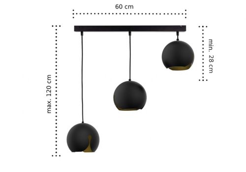 Lampa wisząca 3xE27 MALAGA BLACK na Arena.pl
