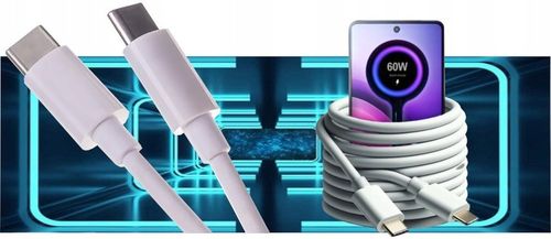 SZYBKA ŁADOWARKA SIECIOWA KOSTKA USB TYPE-C PD20W +KABEL TYPE C 60W 3000mAh na Arena.pl