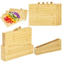 Deski do krojenia 4 szt. bambusowy zestaw ze stojakiem