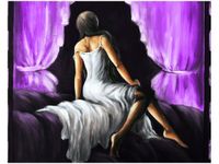 40X50CM PIĘKNA DZIEWCZYNA FIOLECIE OBRAZ