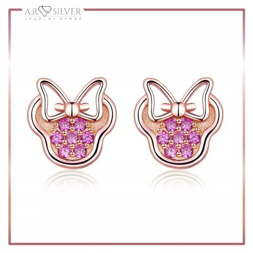 Srebrne kolczyki MYSZKA MINNIE ROSE S925 na Arena.pl