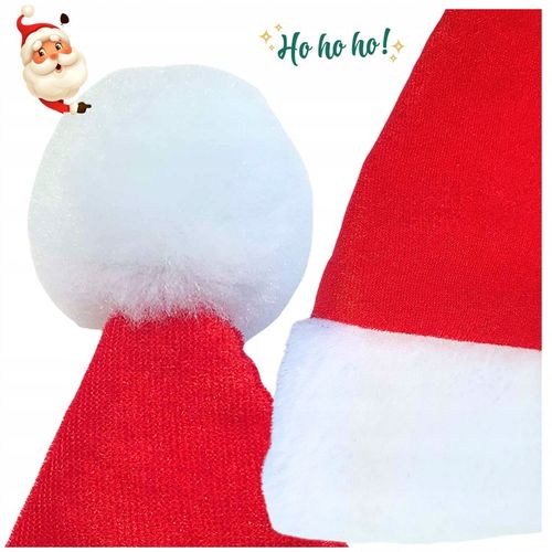 6 x CZAPKA ŚWIĘTEGO MIKOŁAJA z Pomponem Miękka Wysoka Jakość na Arena.pl