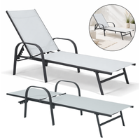 leżak ogrodowy, regulowane oparcie, podłokietnik, wodoodporny