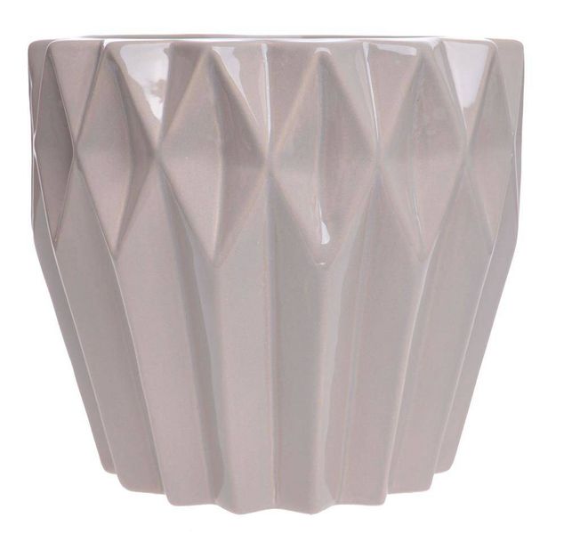 Doniczka karbowana beżowa zdjęcie 1