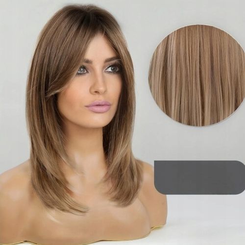 Peruka Tkana Damska Ciemno-Brązowa Elegancki Prosty Strój z Frędzlami na Arena.pl