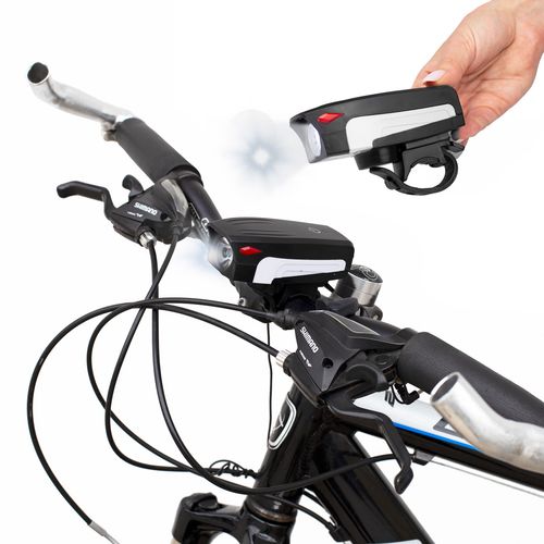 Lampka Rowerowa Z Klaksonem Latarka Na Kierownicę Biała na Arena.pl