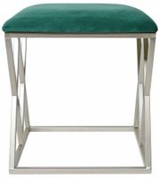 Puf z welurowym siedziskiem butelkowa zieleń z szampańskimi nogami