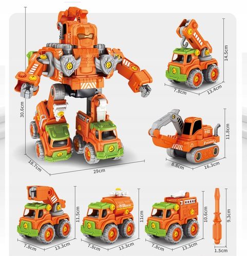 AUTO ROBOT DO SKRĘCANIA 5w1 LED TRANSFORMER XXL ZABAWKA KONSTRYKCYJNA na Arena.pl