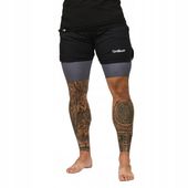 MĘSKIE SZORTY SPODENKI 2IN1 BLACK GREY NA SIŁOWNIĘ I TRENING - GymBeam