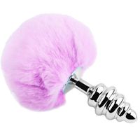 korek analny z ogonkiem metal anal fluffy twist plug lila l alive