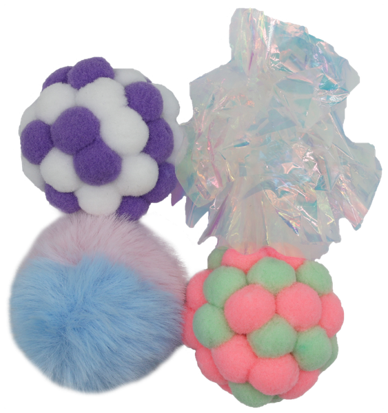 Zabawka dla kota 4 piłki pluszowe i szeleszczące zdjęcie 1