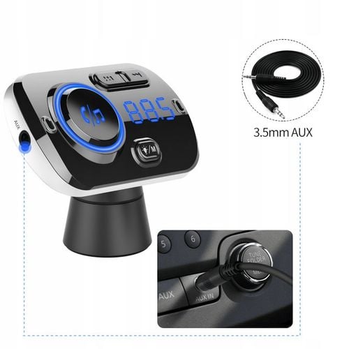 TRANSMITER BLUETOOTH FM SAMOCHODOWY 2X SZYBKA ŁADOWARKA USB-C AUX na Arena.pl