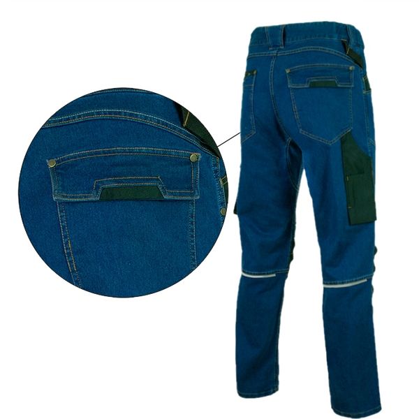 Spodnie robocze JEANS STRETCH jeansowe slim BHP zdjęcie 4