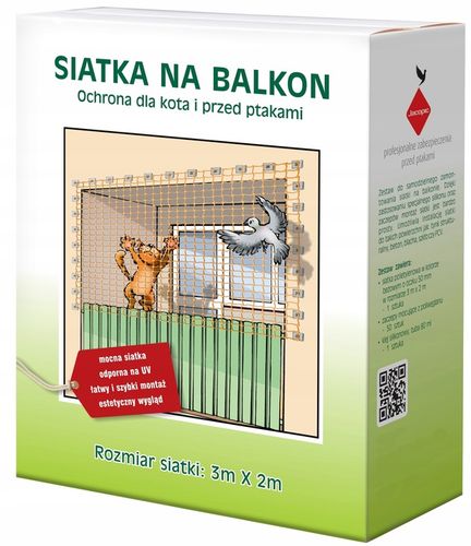 ZESTAW SIATKA NA BALKON DLA KOTA PTAKI GOŁĘBIE 2X3 OCZKO 50mm BEZ WIERCENIA na Arena.pl