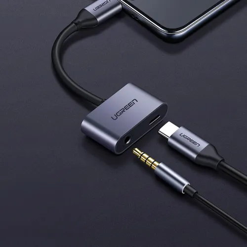 adapter ugreen cm193 50596 audio dwuportowy usb-c (męski) - mini jack na Arena.pl