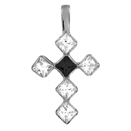 SREBRNY KRZYŻYK OZDOBNY Z CYRKONIAMI SREBRO PRÓBY 925 DOSTĘPNY W RÓŻNYCH KOLORACH zdjęcie 4