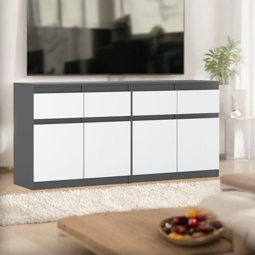 Komoda Do Salonu Nowoczesna Pojemna 4 Szuflady Szafka Szara Mat Biały Mat na Arena.pl
