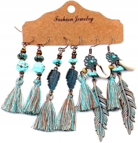 Kolczyki Vintage Folk Etniczne Zestaw Boho Retro  B52 zdjęcie 1