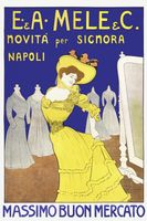 Plakat 40x60cm E. &amp; A. Mele &amp; C, Cappiello Vintage do Salonu