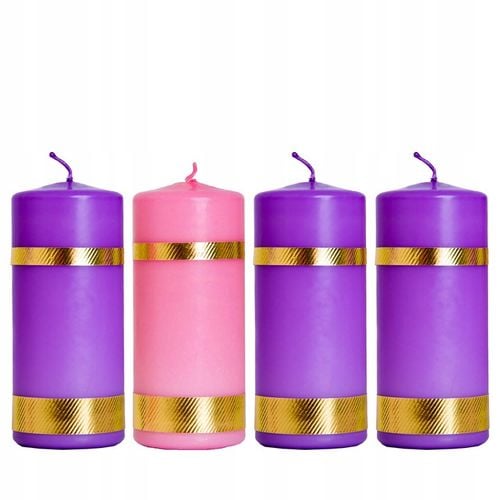 ŚWIECE ADWENTOWE ZESTAW ŚWIEC ADWENTOWYCH komplet do 3x fiolet 1x róż 11 cm na Arena.pl