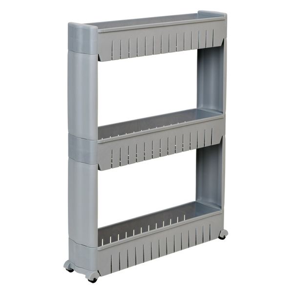 Półki łazienkowe na kółkach szare 3 poziomy Leira zdjęcie 3