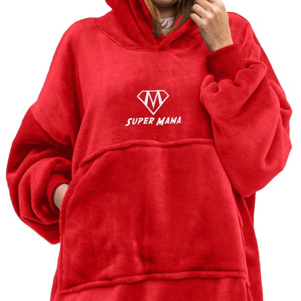 Bluzair SUPER MAMA - Bluza koc - Czerwony zdjęcie 1