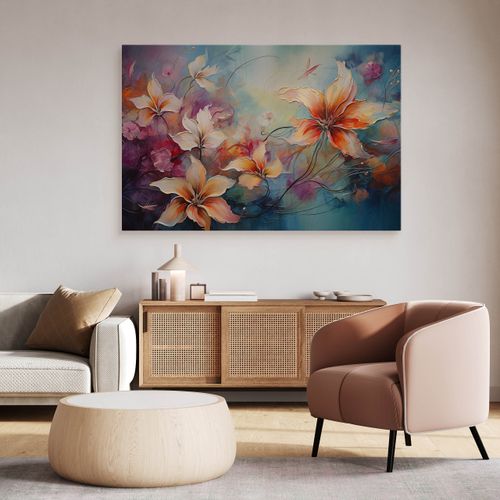 Obraz Na Płótnie Malowane Dzikie Kwiaty Abstrakcja Do Sypialni 120cm x 80cm na Arena.pl