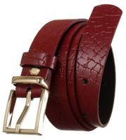 Ciekawy skórzany pasek damski ze złotą klamrą, zwierzęcy motyw - Rovicky