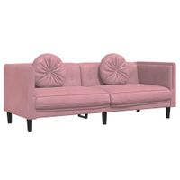 Sofa 3-osobowa z poduszkami, różowa, aksamit