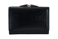 Czarny lakierowany portfel skórzany damski