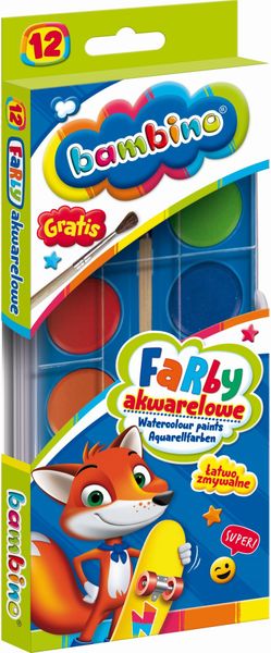 farby akwarelowe 12 kolorów bambino zdjęcie 2