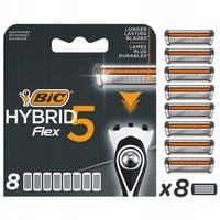 BIC Wkłady do Maszynki Hybrid Flex 5 - 8 Sztuk, Gładkie Golenie z Aloesem