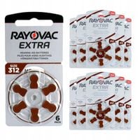 60x Baterie słuchowe RAYOVAC EXTRA 312 PR41