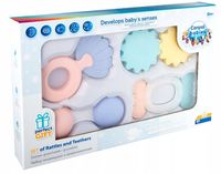 CANPOL Zestaw Gryzaki Grzechotki 4 szt Pastel róż