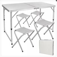 Stolik turystyczny składany 120 x 60,5 x 70 z otworem na parasol + 4 krzese