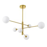 Loftowa LAMPA sufitowa DORADO LP-002/6P Light Prestige metalowa OPRAWA szklane kule plafon molekuły miedziane białe