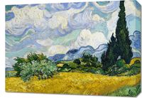 Obraz 70x50cm Wheat Field with Cypresses, Van Gogh Vintage