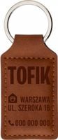 grawer BRELOK SKÓRZANY ZAWIESZKA Z IMIENIEM ZWIERZĘCIA numer telefonu adres