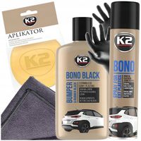 ZESTAW DO ODNAWIANIA PLASTIKÓW GUMY CZERNIDŁO GĄBKA APLIKATOR K2 BONO BLACK
