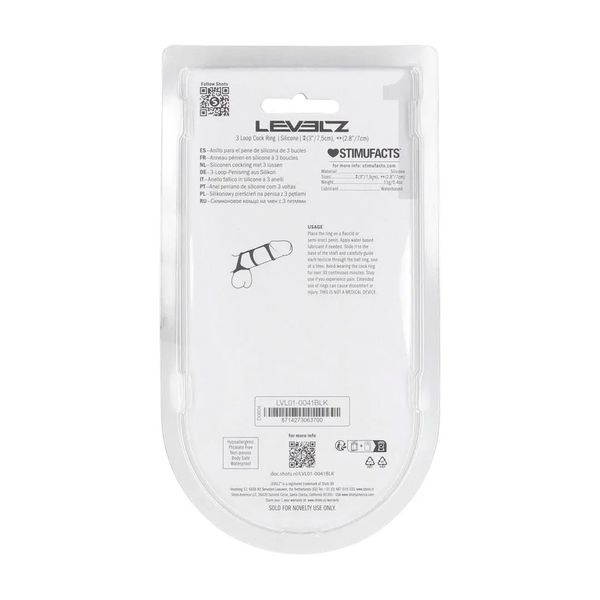 3 Loop Silicone Cockring - Black zdjęcie 3