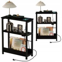 Szafka nocna stolik nocny do sypialni loft czarny z listwą zasilającą 45 cm