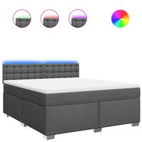 Łóżko kontynentalne z materacem, ciemnoszara tkanina 180x200 cm