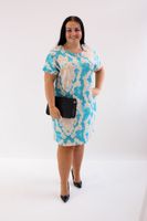 Sukienka oversize z kieszeniami Benita Turkusowo-beżowa UNI